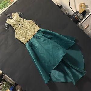 Gold and green dress for girls 10-12 years old .